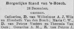 Foto van krantenberichtje van de geboorte van Maria Vesters