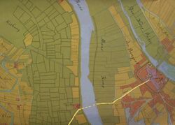 Kaartuitsnede met de weg van Oeffelt naar het veerhuis naar Gennep